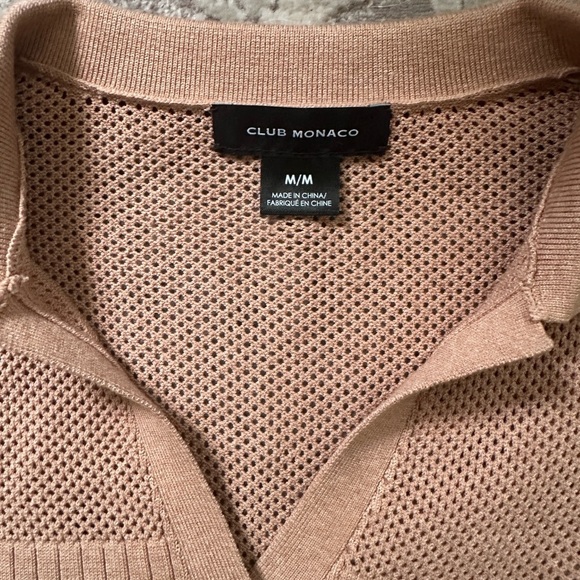 Club Monaco Mix Stitch Johnny Collar Sweater - Camel - Picture 4 of 4